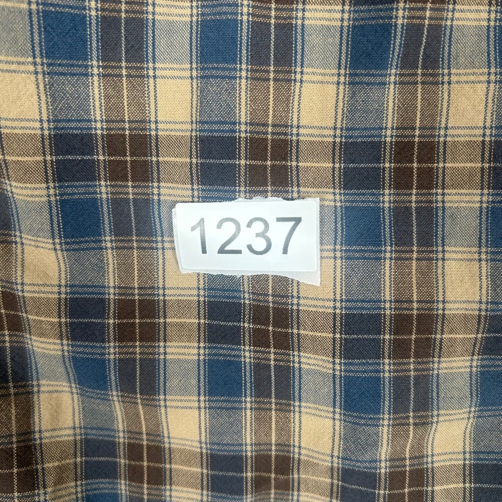 Carhartt Button Down Shirt Mens Medium Blue Tan Plaid Long‎ Sleeve Workwear 1237 - Picture 8 of 9